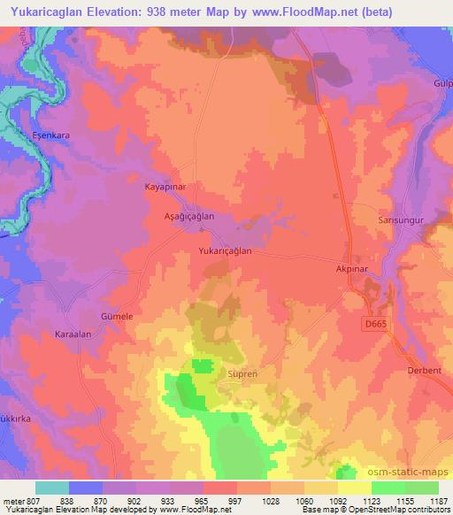 Yukaricaglan,Turkey Elevation Map