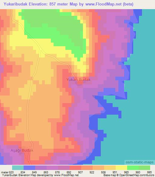 Yukaribudak,Turkey Elevation Map