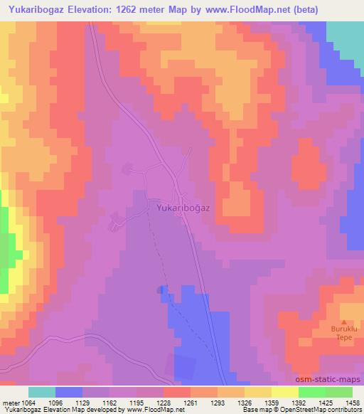 Yukaribogaz,Turkey Elevation Map