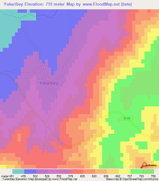 Yukaribey,Turkey Elevation Map