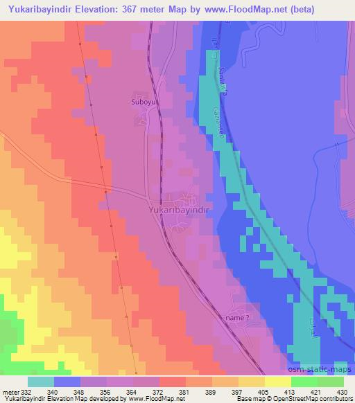 Yukaribayindir,Turkey Elevation Map