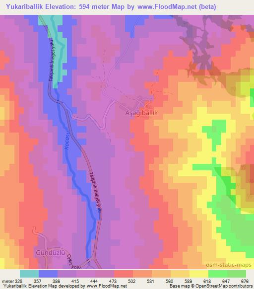 Yukariballik,Turkey Elevation Map