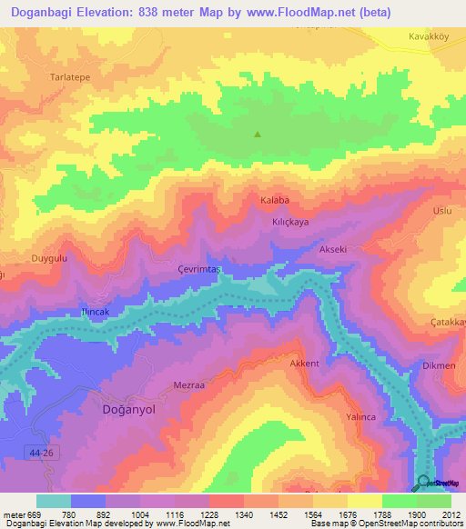 Doganbagi,Turkey Elevation Map