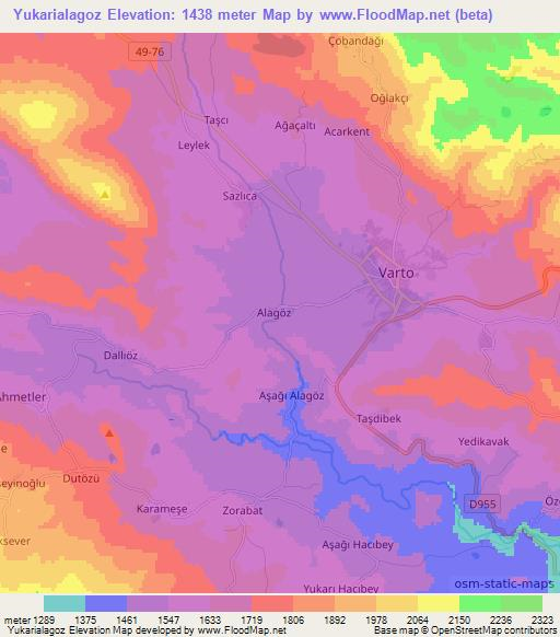 Yukarialagoz,Turkey Elevation Map