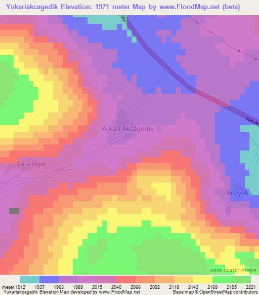 Yukariakcagedik,Turkey Elevation Map