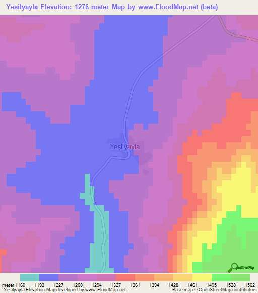 Yesilyayla,Turkey Elevation Map