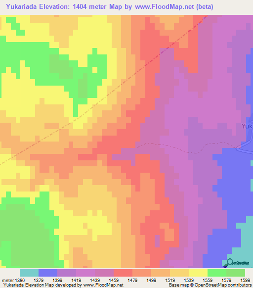 Yukariada,Turkey Elevation Map