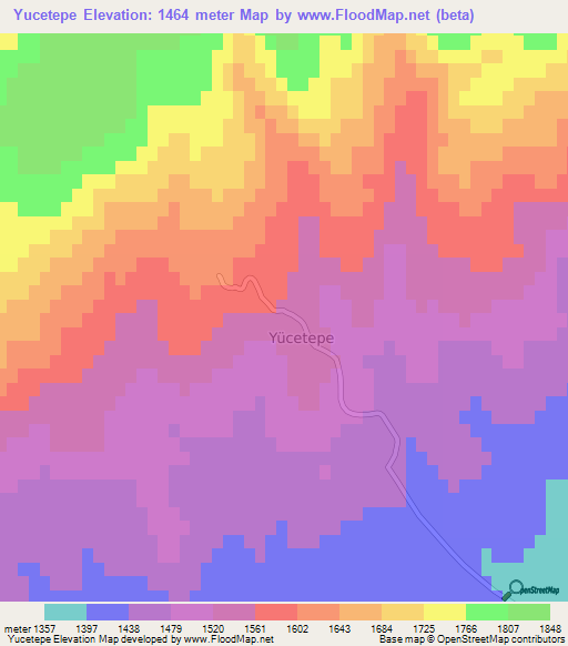 Yucetepe,Turkey Elevation Map