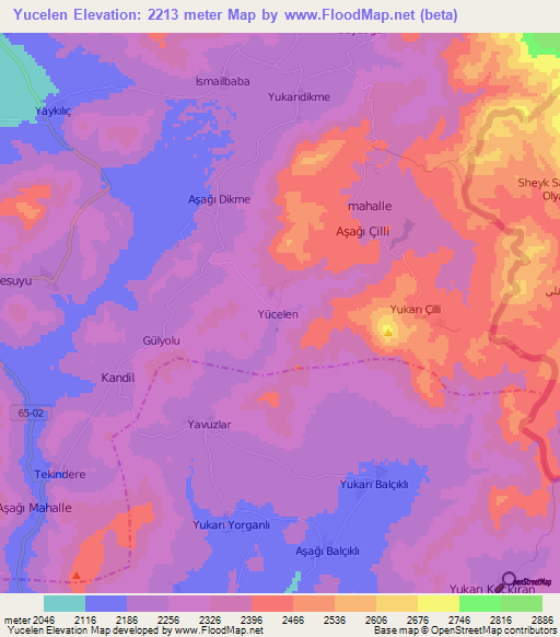 Yucelen,Turkey Elevation Map