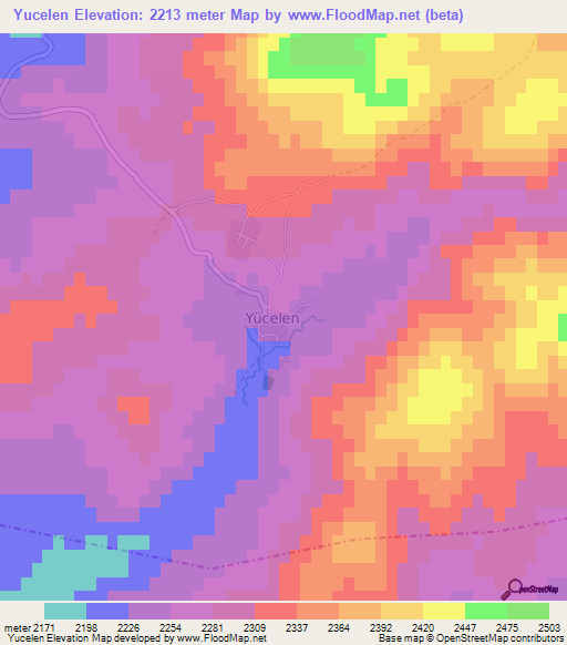 Yucelen,Turkey Elevation Map