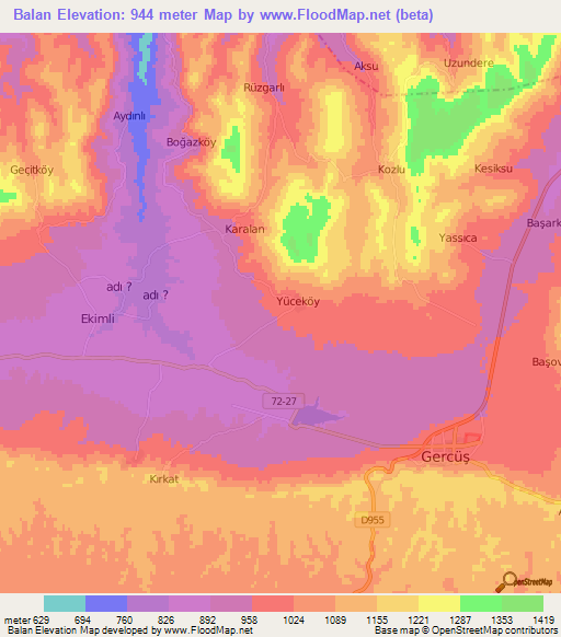 Balan,Turkey Elevation Map