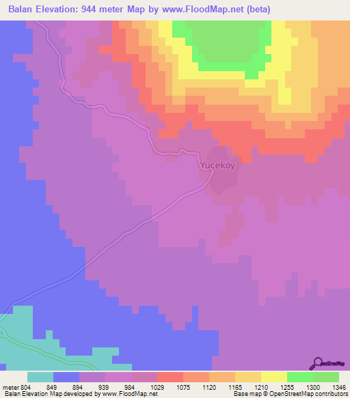 Balan,Turkey Elevation Map