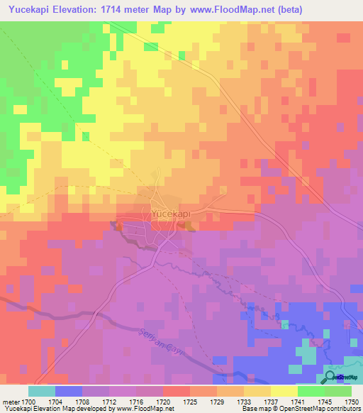 Yucekapi,Turkey Elevation Map