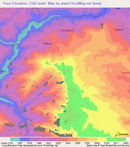 Yuce,Turkey Elevation Map