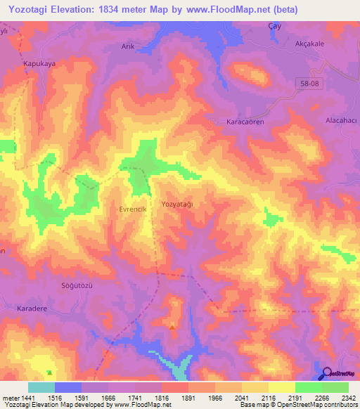 Yozotagi,Turkey Elevation Map