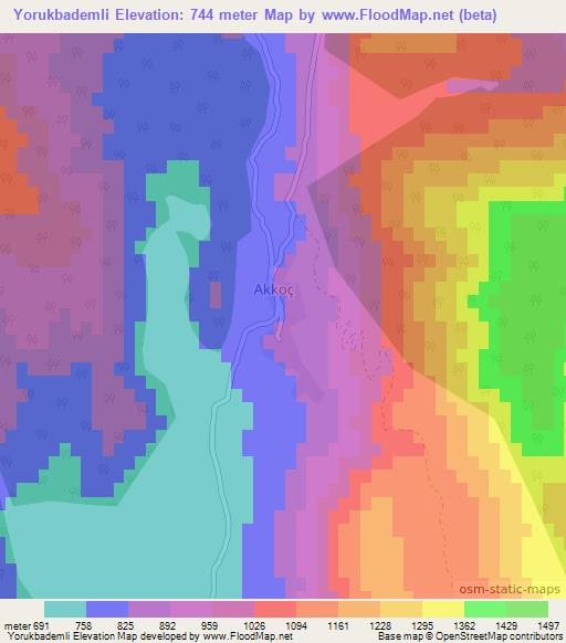 Yorukbademli,Turkey Elevation Map