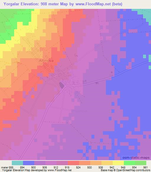 Yorgalar,Turkey Elevation Map