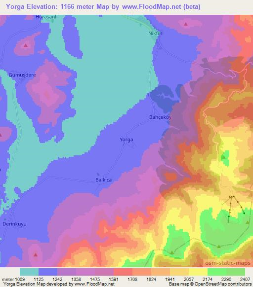 Yorga,Turkey Elevation Map