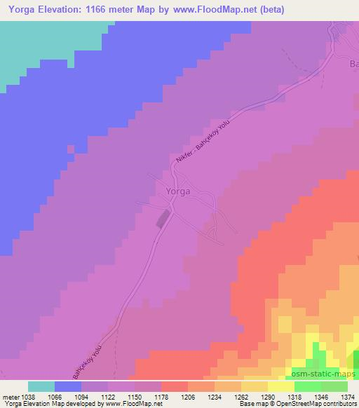 Yorga,Turkey Elevation Map