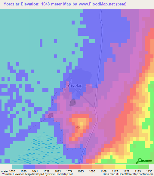 Yorazlar,Turkey Elevation Map