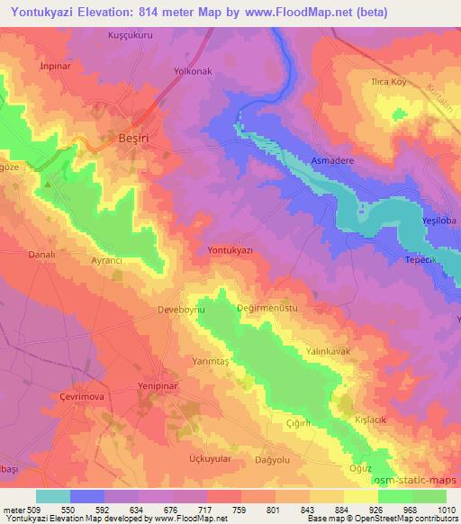 Yontukyazi,Turkey Elevation Map