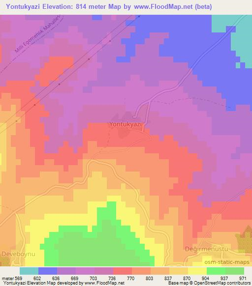 Yontukyazi,Turkey Elevation Map