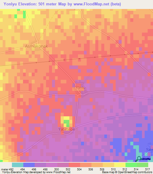 Yonlyu,Turkey Elevation Map