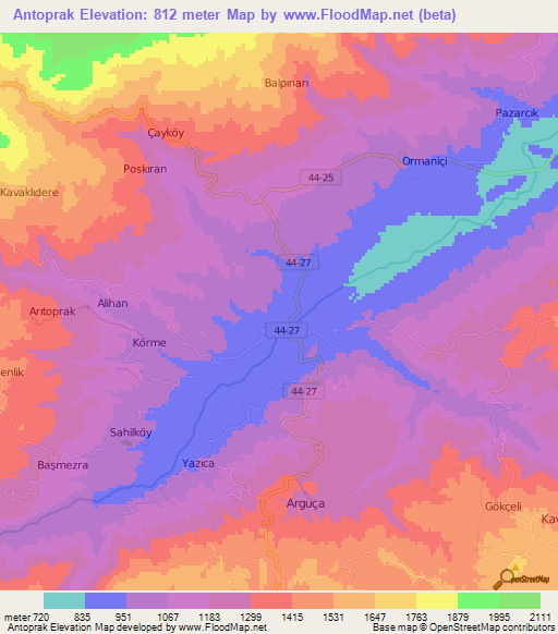 Antoprak,Turkey Elevation Map