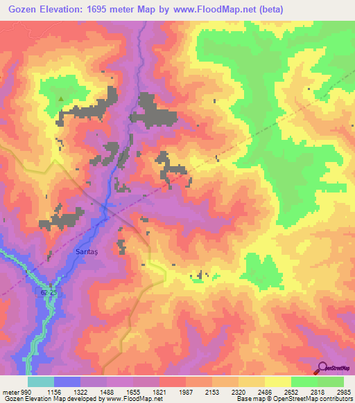 Gozen,Turkey Elevation Map