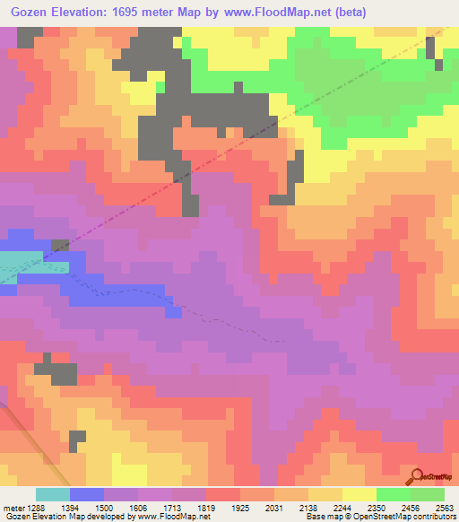 Gozen,Turkey Elevation Map