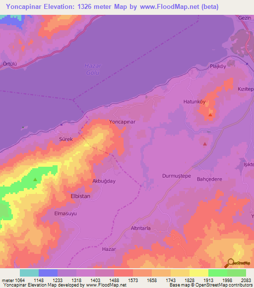 Yoncapinar,Turkey Elevation Map