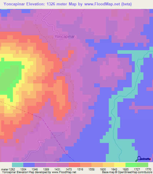 Yoncapinar,Turkey Elevation Map