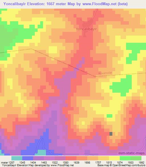 Yoncalibayir,Turkey Elevation Map