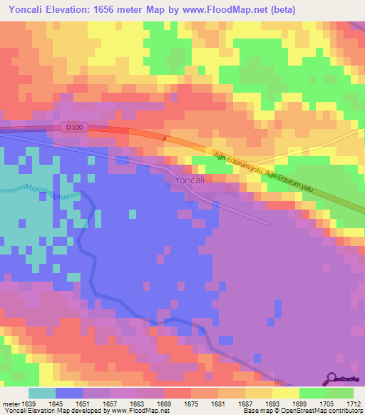 Yoncali,Turkey Elevation Map