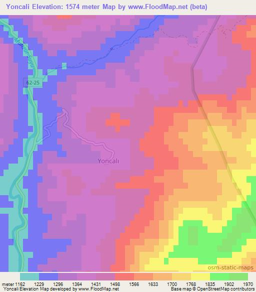 Yoncali,Turkey Elevation Map