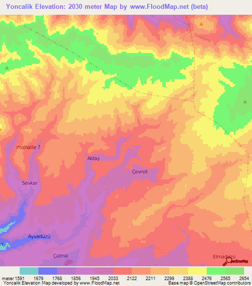 Yoncalik,Turkey Elevation Map