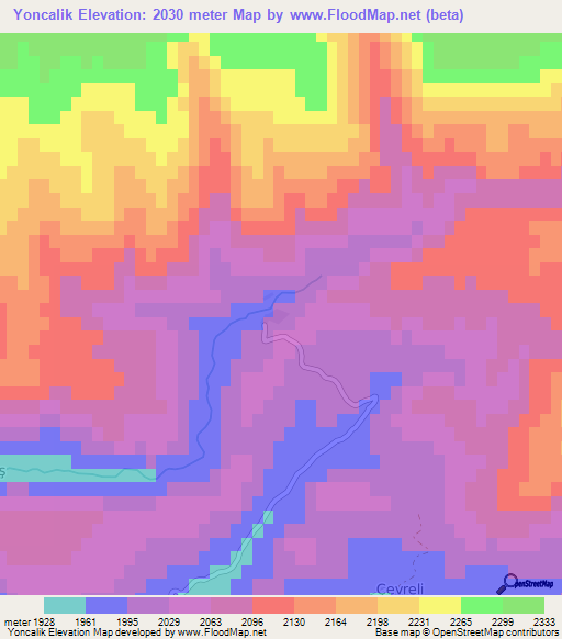 Yoncalik,Turkey Elevation Map