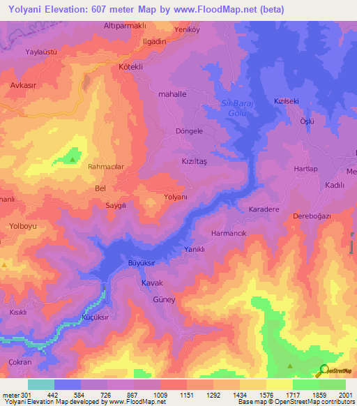 Yolyani,Turkey Elevation Map