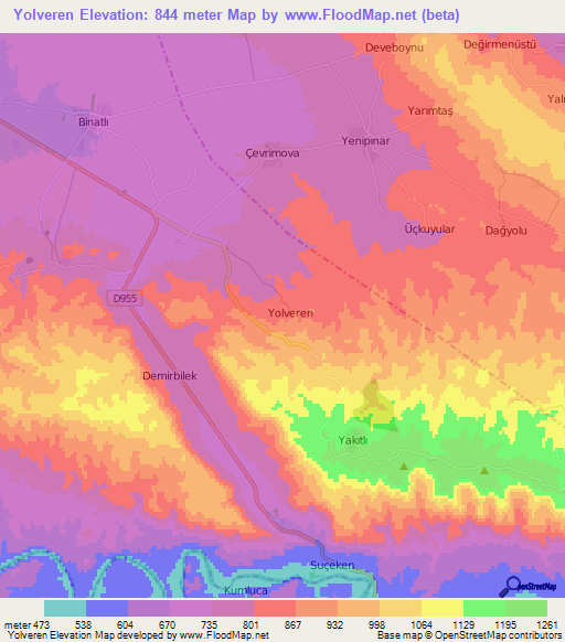 Yolveren,Turkey Elevation Map