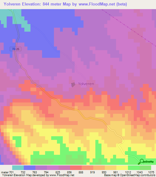 Yolveren,Turkey Elevation Map