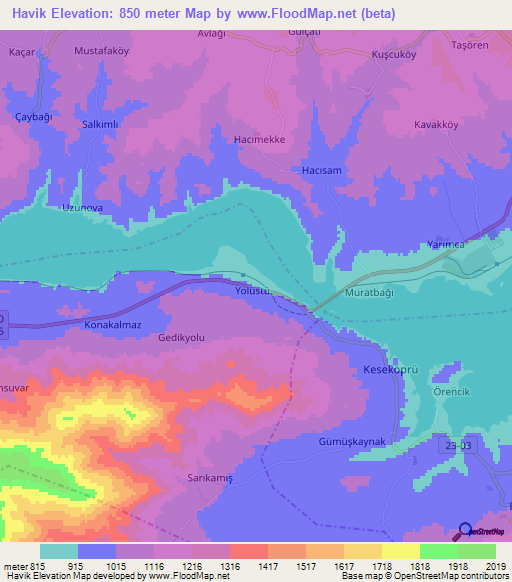 Havik,Turkey Elevation Map