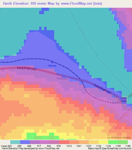 Havik,Turkey Elevation Map