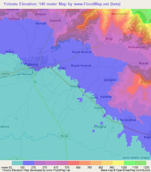 Yolustu,Turkey Elevation Map