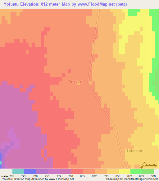 Yolustu,Turkey Elevation Map