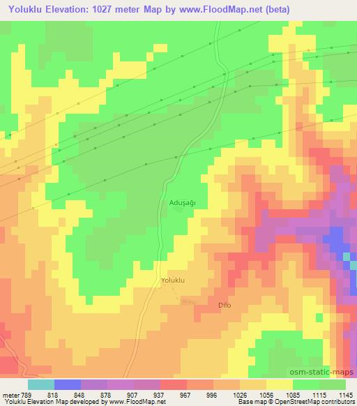 Yoluklu,Turkey Elevation Map