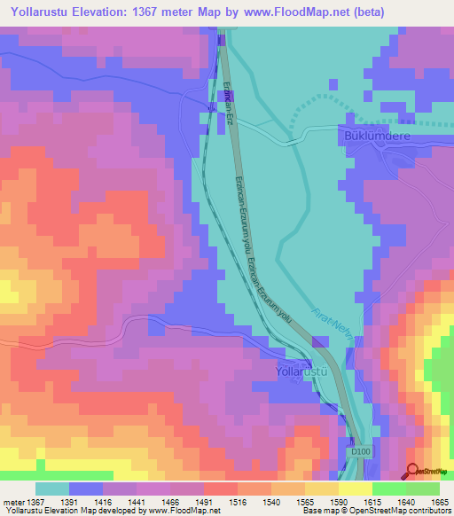 Yollarustu,Turkey Elevation Map