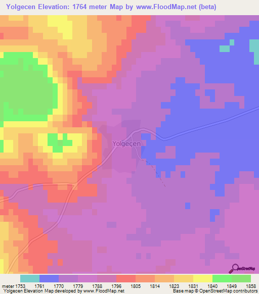 Yolgecen,Turkey Elevation Map