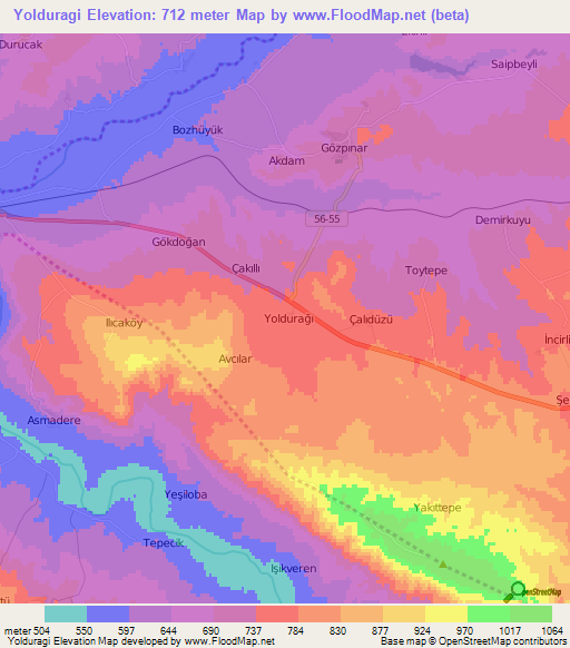 Yolduragi,Turkey Elevation Map