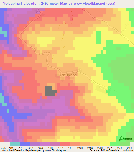 Yolcupinari,Turkey Elevation Map