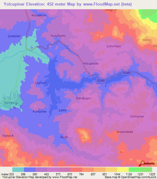 Yolcupinar,Turkey Elevation Map